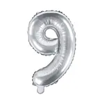 Balónik fóliový 35 cm strieborný číslo 9 ALBI
