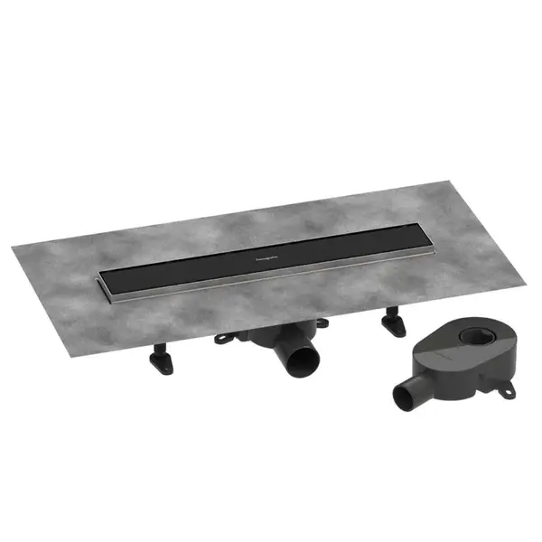 Hansgrohe RainDrain Go - Sprchový žľab 50 cm s obojstranným roštom, na vloženie dlažby, matná čierna 56270670