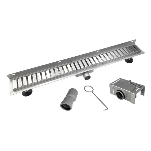 Mereo Odtokové žľaby - Nerezový žľab ku stene, s roštom Strip, 70x7 cm CZ171