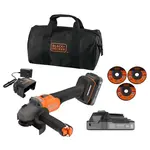BLACK+DECKER Nářadí - 18V AKU úhlová bruska 115 mm s příslušenstvím, 2x aku 2,0 Ah Li-Ion, nabíječka BCG6L8D2S-QW