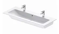 Duravit ME by Starck - Nábytkové dvojumývadlo, 123x49 cm, 2 otvory na batérie, s WonderGliss, matná biela 23611232241