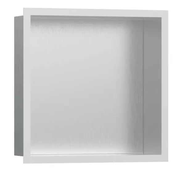 Hansgrohe XtraStoris Individual - Výklenek do stěny s designovým rámem, 30x30x10 cm, kartáčovaná nerez/matná bílá 56097700
