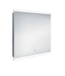 Nimco Zrcadla - Zrcadlo v rámu s LED osvětlením, 80x70 cm, hliník ZP 12003V