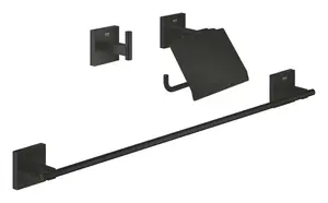 Grohe QuickFix Start Cube - Set koupelnových doplňků 3 v 1, matná černá 411242430