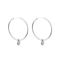 Náušnice kruhy z bieleho zlata s bezel diamantmi KLENOTA