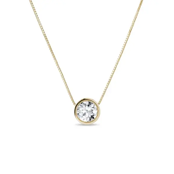 Zlatý bezel náhrdelník s diamantovým príveskom KLENOTA