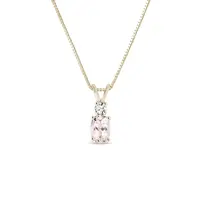 Zlatý náhrdelník s oválnym morganitom a briliantom KLENOTA