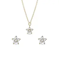 Súprava zlatých šperkov s diamantovými kvietkami KLENOTA