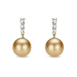 Zlaté náušnice s perlou južného Pacifiku a diamantmi KLENOTA