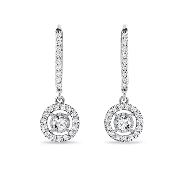 Visací briliantové náušnice z bílého zlata KLENOTA