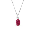 Náhrdelník s rubínem a bezel diamantem v bílém zlatě KLENOTA