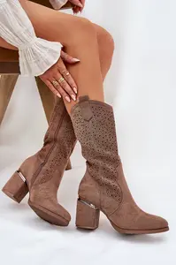 S. BARSKI Děrované Kozačky Cowboy Do Poloviny Lýtka S.Barski