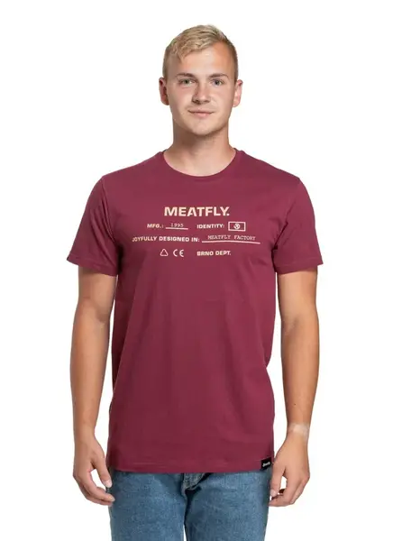 Meatfly pánské tričko Sign Dark Wine | Červená | Velikost XXL | 100% bavlna