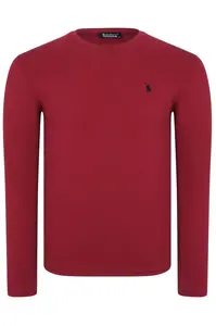 T9588 DEWBERRY BICYCLE COLLAR LONG SLEEVE T-SHIRT-BURGUNDY