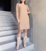 Gemre Beige Midi Dress with Shine Kadyra