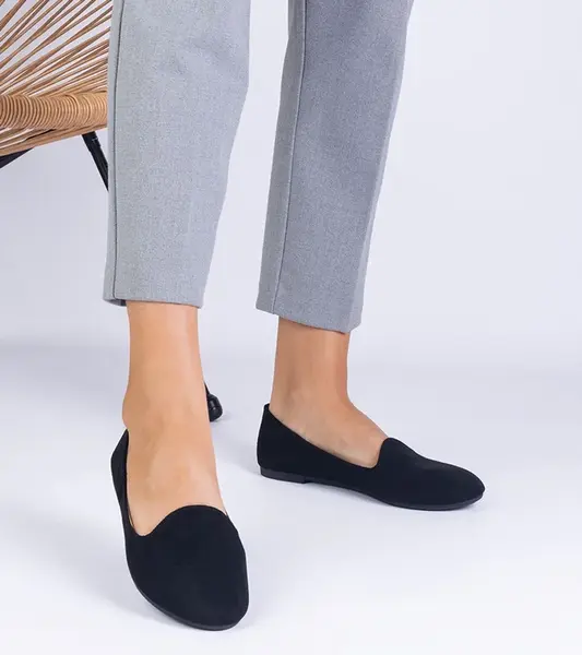 Gemre Valensia Black Classic Faux Suede Ballet Flats