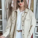 Kurtka damska jeansowa oversize JUSTDEM beżowa Dstreet