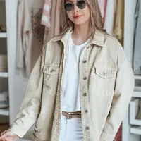 Dámská oversize džínová bunda JUSTDEM béžová