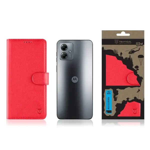 Flipové pouzdro Tactical Field Notes pro Motorola Moto G14, červená