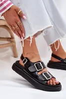 BIG STAR SHOES Kožené Lakované Dámské Sandály S Přezkami Big Star