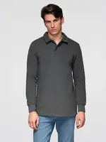 Ombre Men's structured knit polo collar sweatshirt - graphite melange