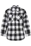 Boys' checkered flannel shirt black/white