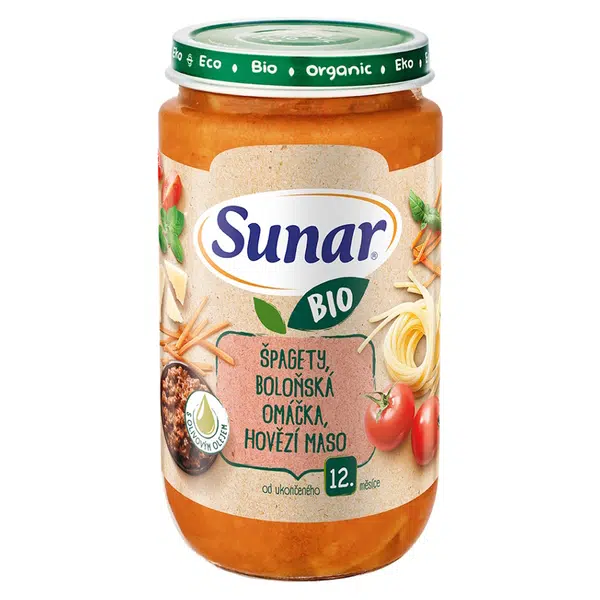 SUNAR Příkrm špagety boloňská omáčka hovězí maso 12m+ BIO 235 g