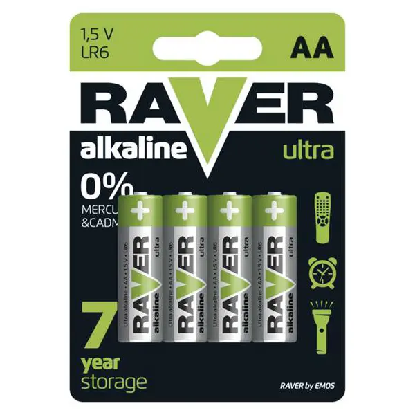 Baterie AA (R6) alkalická RAVER  4ks