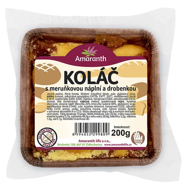 AMARANTH Bezlepkový koláč třený s meruňkovou náplní a drobenkou 200 g