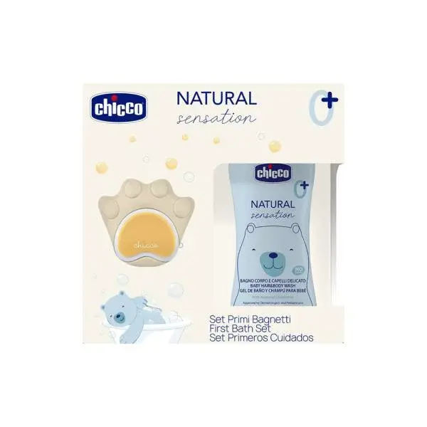 CHICCO Set dárkový kosmetický Natural Sensition + silikonová houbička na mytí tlapka