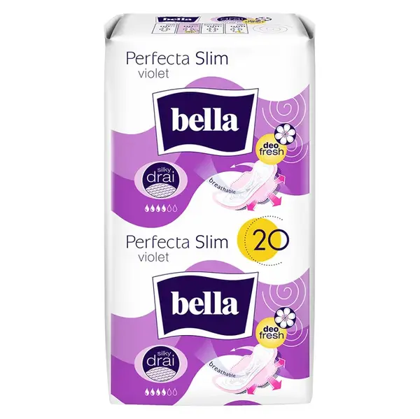 BELLA Perfecta Slim Violet Hygienické vložky s křidélky 20 ks
