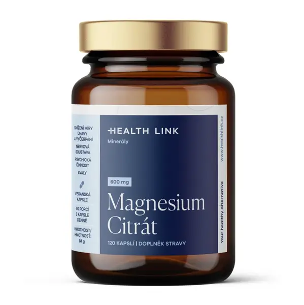 HEALTH LINK Magnesium citrát 600 mg 120 kapslí