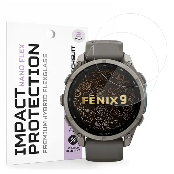 Techsuit Nano Flex, Garmin Fenix 9 / 9 Pro 43mm, 2 kusy, černé