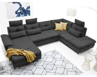 Sedacia súprava Madeira 3A, tmavá sivá látka, tvar pravé U%