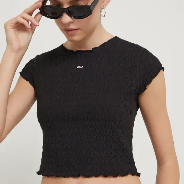 Tričko Tommy Jeans černá barva, DW0DW17888