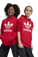Dětská mikina adidas Originals TREFOIL červená barva, s kapucí, s potiskem
