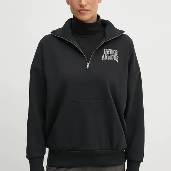 Mikina Under Armour Icon HWT Terry dámská, černá barva, s aplikací, 1386495