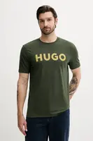 Bavlněné tričko HUGO Dulivio pánské, černá barva, s potiskem, 50467556