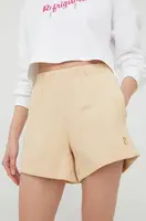 Bavlněné šortky P.E Nation dámské, béžová barva, hladké, high waist