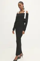 Šaty Rotate černá barva, maxi, 113718100