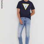 Tričko Guess pánské, tmavomodrá barva, s potiskem