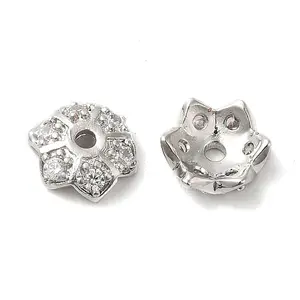 Brass Micro Pave Cubic Zirconia Bead Caps