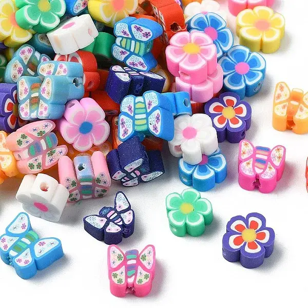 100Pcs 2 Styles Handmade Polymer Clay Beads
