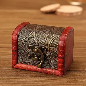 Retro Engraved Wood Jewelry Storage Treasure Boxs with Clasps