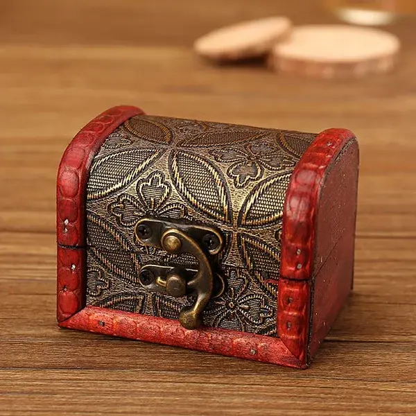 Retro Engraved Wood Jewelry Storage Treasure Boxs with Clasps