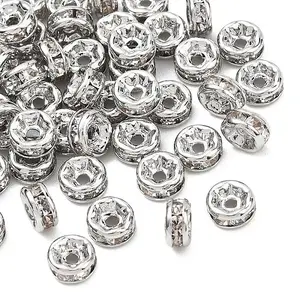 Brass Micro Pave Clear Cubic Zirconia Spacer Beads