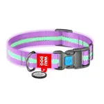 Nylonový svietiaci obojok s QR kódom fialový, Varianta: M