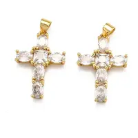 Brass Micro Pave Clear Cubic Zirconia Pendants
