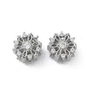 Brass Clear Cubic Zirconia Beads