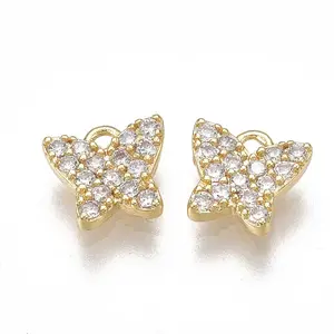 Brass Micro Pave Cubic Zirconia Charms
